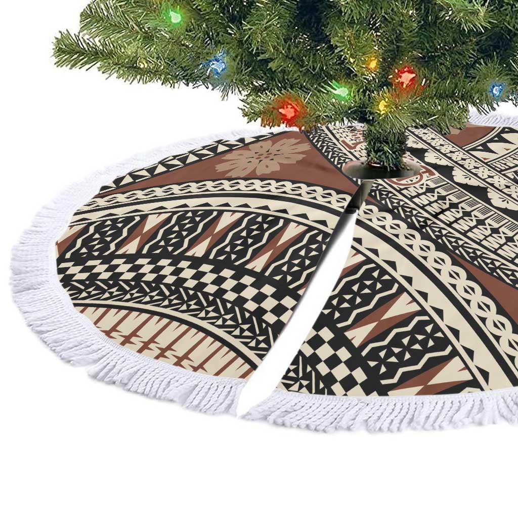 Bula Fiji Classic Masi Tapa Tree Skirt Vintage Brown - Polynesian Pride