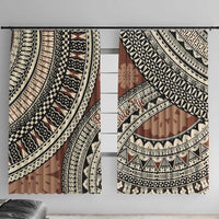 Bula Fiji Classic Masi Tapa Window Curtain Vintage Brown - Polynesian Pride