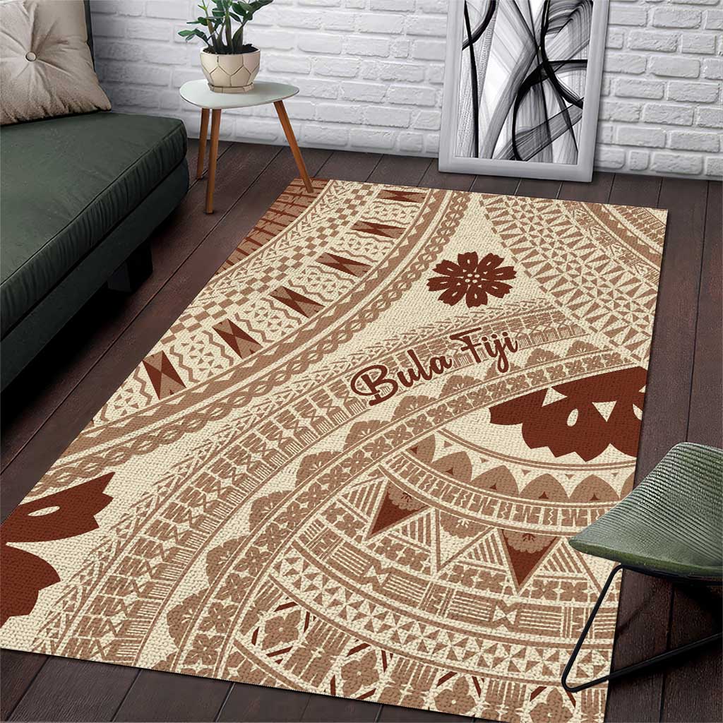 Bula Fiji Classic Masi Tapa Area Rug Vintage Beige - Polynesian Pride