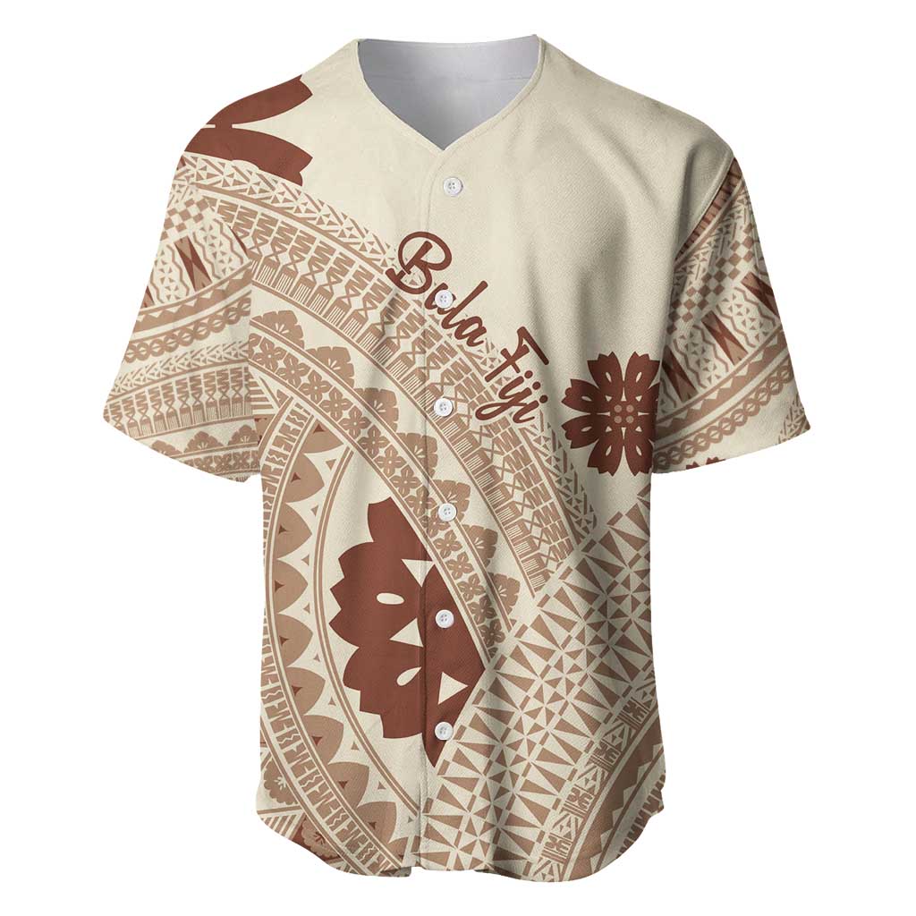 Bula Fiji Classic Masi Tapa Baseball Jersey Vintage Beige - Polynesian Pride
