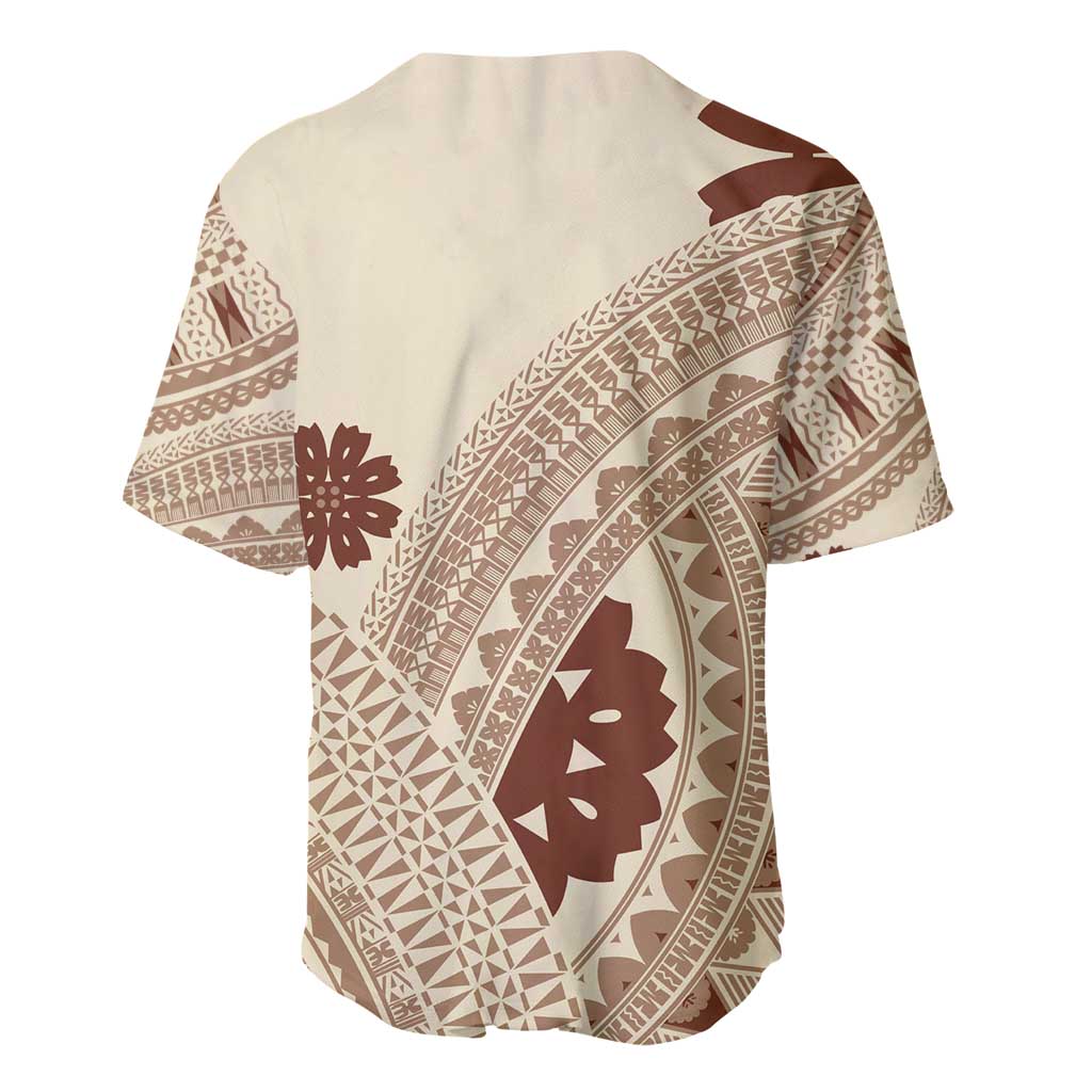 Bula Fiji Classic Masi Tapa Baseball Jersey Vintage Beige - Polynesian Pride
