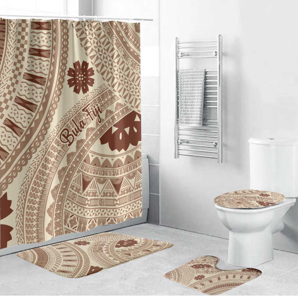Bula Fiji Classic Masi Tapa Bathroom Set Vintage Beige - Polynesian Pride