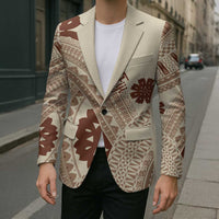 Bula Fiji Classic Masi Tapa Blazer Vintage Beige - Polynesian Pride