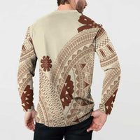 Bula Fiji Classic Masi Tapa Button Sweatshirt Vintage Beige - Polynesian Pride