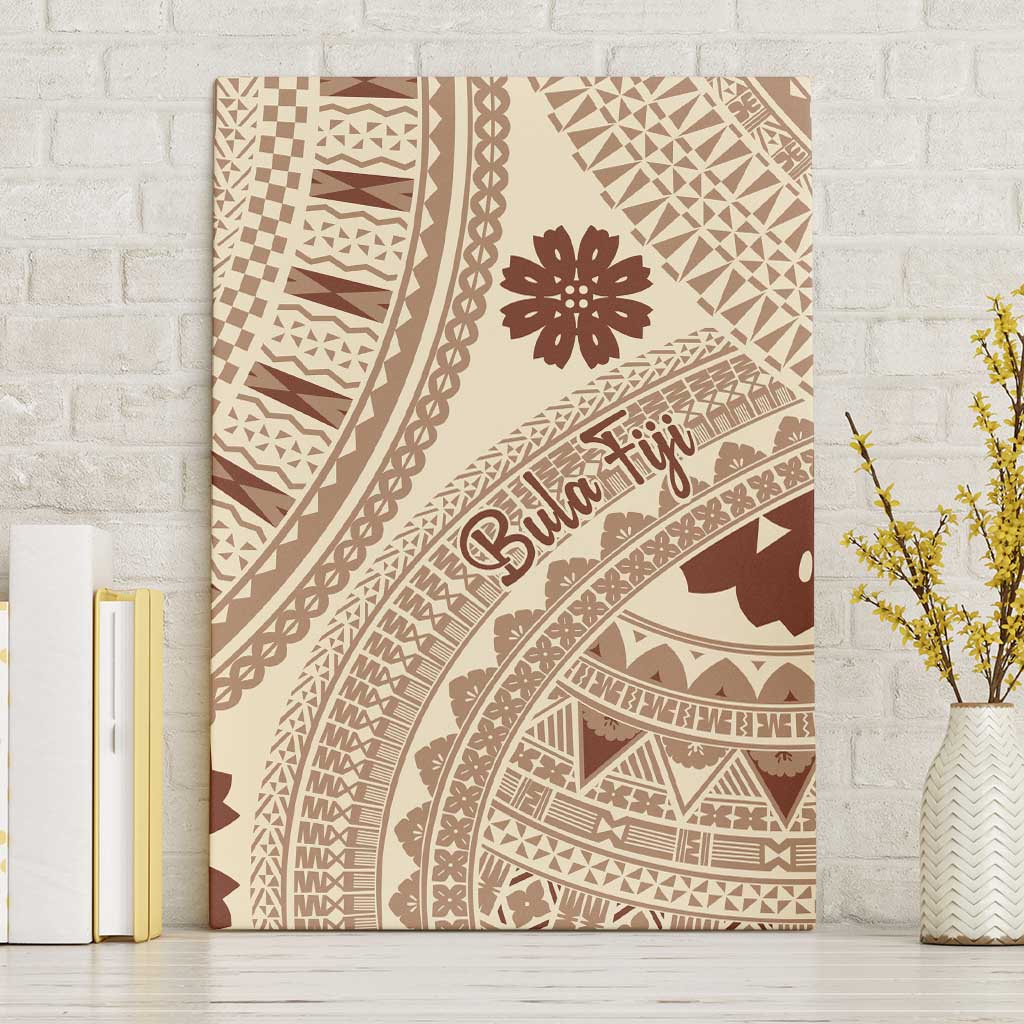 Bula Fiji Classic Masi Tapa Canvas Wall Art Vintage Beige - Polynesian Pride