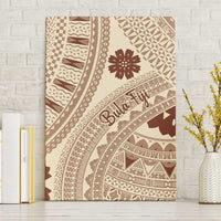 Bula Fiji Classic Masi Tapa Canvas Wall Art Vintage Beige - Polynesian Pride