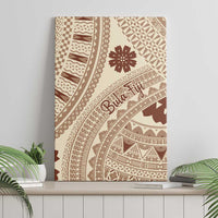 Bula Fiji Classic Masi Tapa Canvas Wall Art Vintage Beige - Polynesian Pride