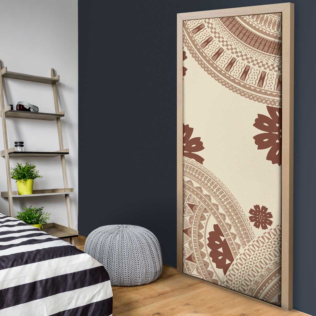 Bula Fiji Classic Masi Tapa Door Cover Vintage Beige - Polynesian Pride