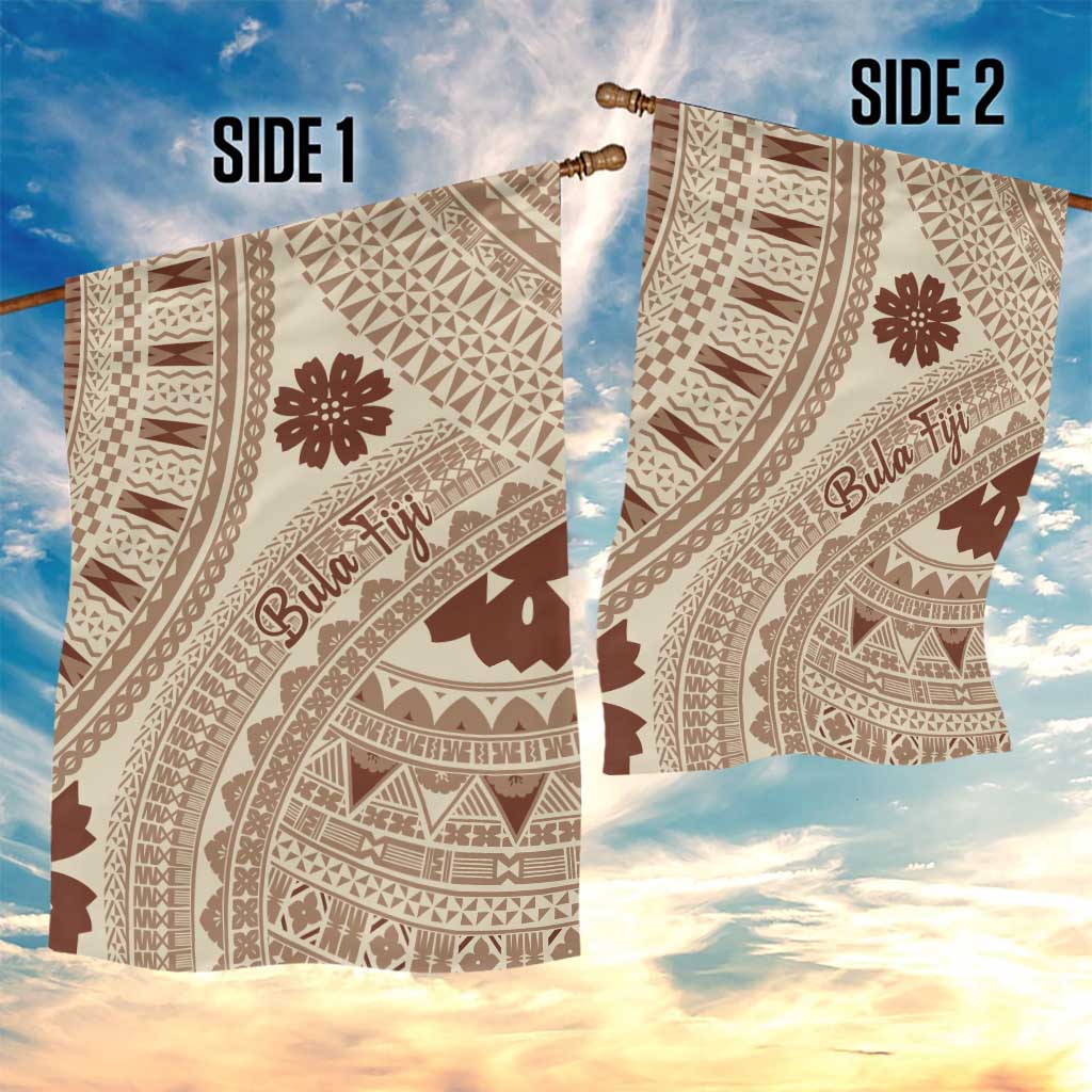 Bula Fiji Classic Masi Tapa Garden Flag Vintage Beige - Polynesian Pride