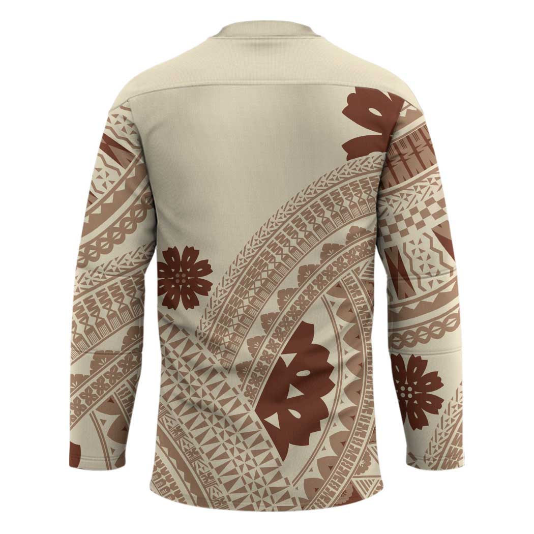 Bula Fiji Classic Masi Tapa Hockey Jersey Vintage Beige - Polynesian Pride