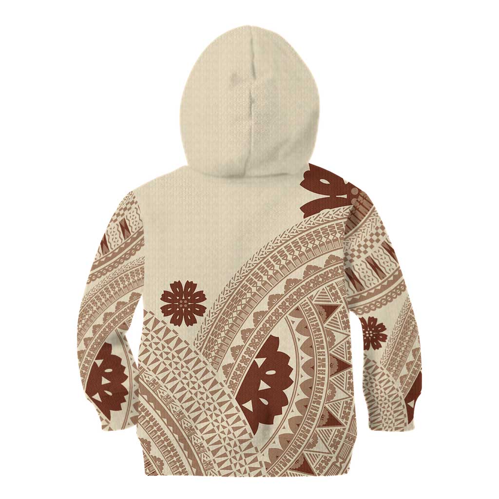 Bula Fiji Classic Masi Tapa Kid Hoodie Vintage Beige - Polynesian Pride