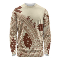 Bula Fiji Classic Masi Tapa Long Sleeve Shirt Vintage Beige - Polynesian Pride