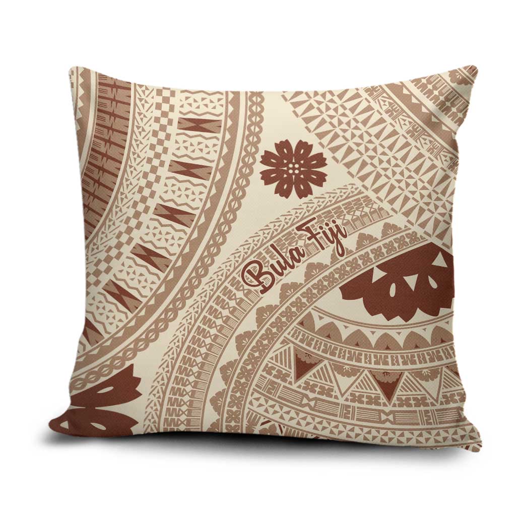 Bula Fiji Classic Masi Tapa Pillow Cover Vintage Beige - Polynesian Pride