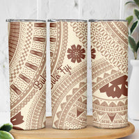 Bula Fiji Classic Masi Tapa Skinny Tumbler Vintage Beige - Polynesian Pride
