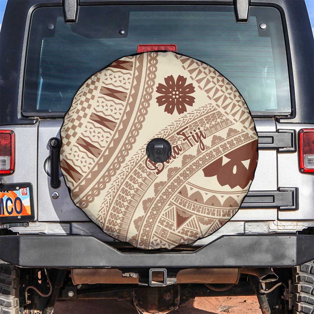 Bula Fiji Classic Masi Tapa Spare Tire Cover Vintage Beige - Polynesian Pride