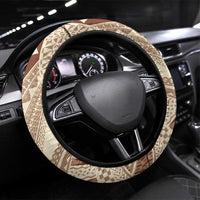 Bula Fiji Classic Masi Tapa Steering Wheel Cover Vintage Beige - Polynesian Pride
