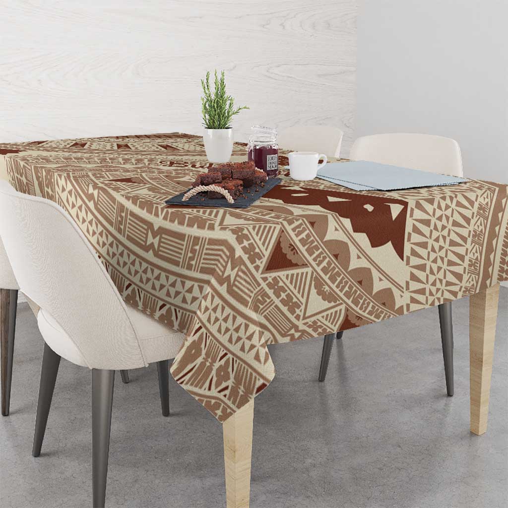 Bula Fiji Classic Masi Tapa Tablecloth Vintage Beige - Polynesian Pride