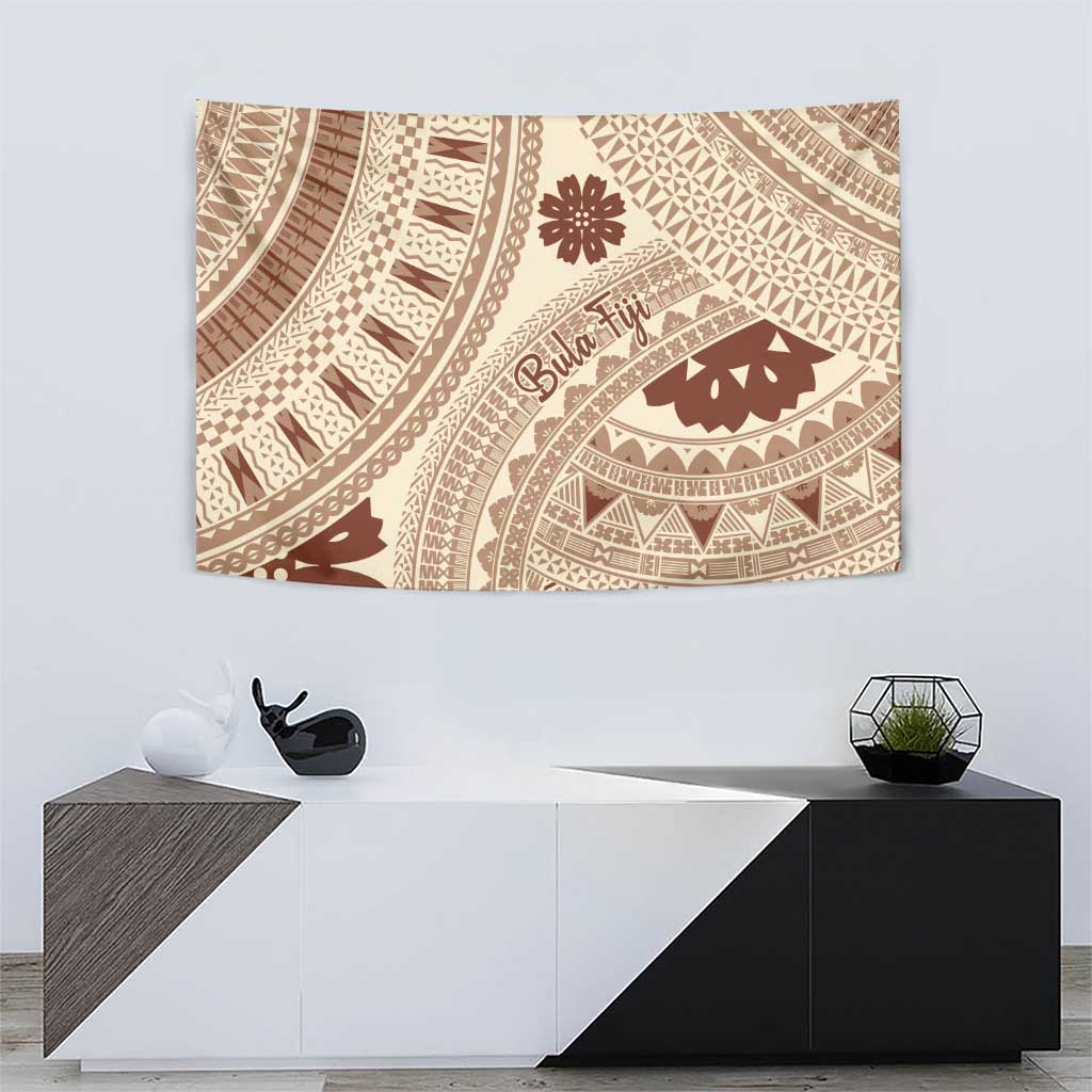 Bula Fiji Classic Masi Tapa Tapestry Vintage Beige - Polynesian Pride