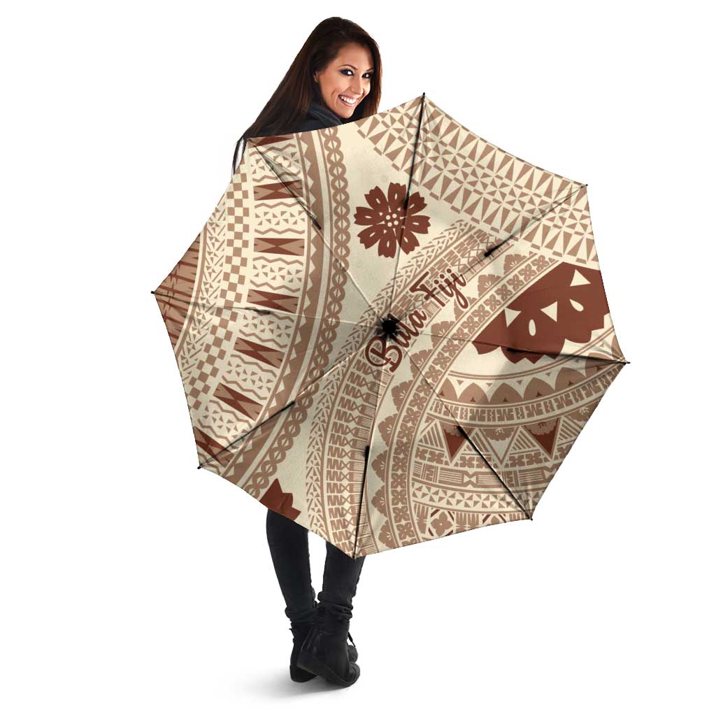 Bula Fiji Classic Masi Tapa Umbrella Vintage Beige - Polynesian Pride