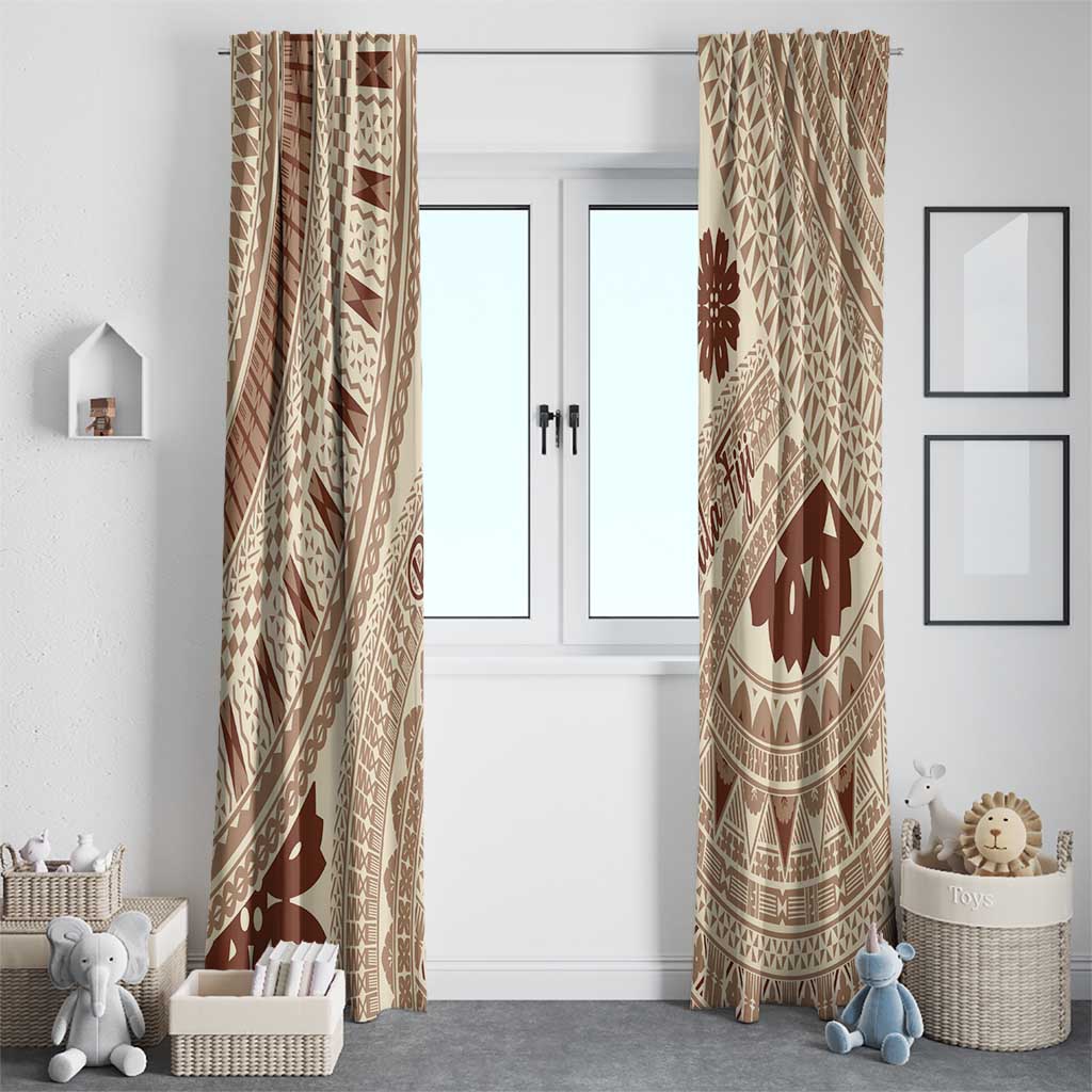 Bula Fiji Classic Masi Tapa Window Curtain Vintage Beige - Polynesian Pride