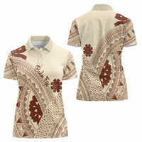 Bula Fiji Classic Masi Tapa Women Polo Shirt Vintage Beige - Polynesian Pride