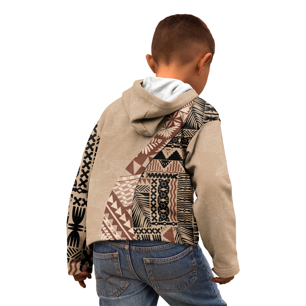 Bula Fiji Kid Hoodie Tribal Masi Tapa - Beige LT7 - Polynesian Pride