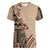 Bula Fiji Women V Neck T Shirt Tribal Masi Tapa - Beige LT7 Female Beige - Polynesian Pride