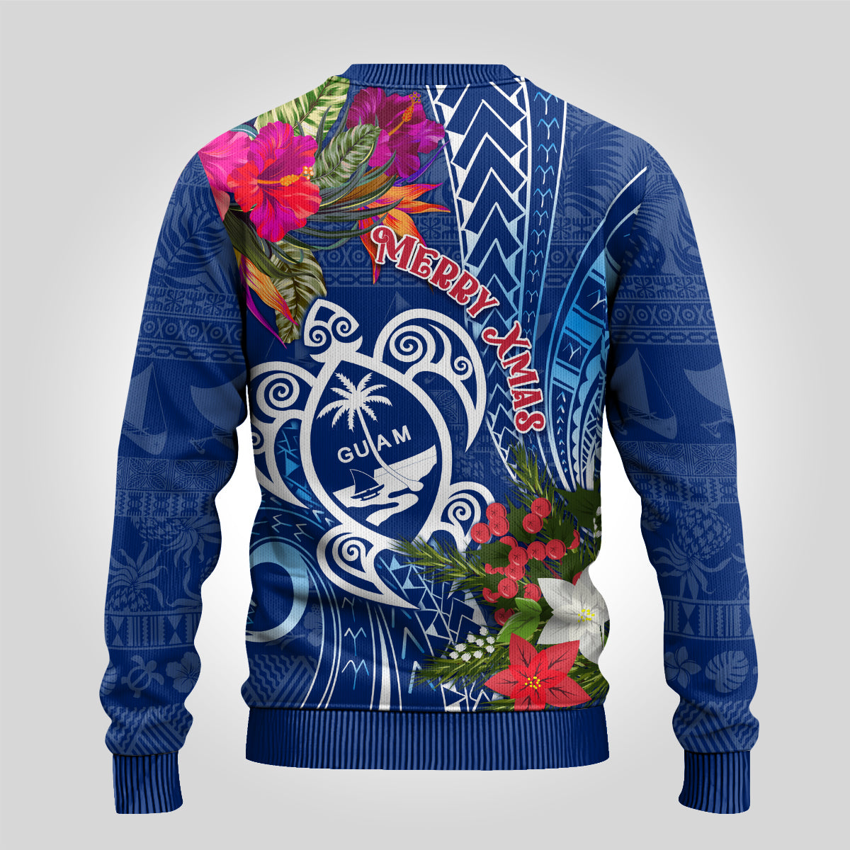 Guam Christmas Ugly Christmas Sweater Turtle Mix Tapa Felis Pasgua LT7 - Polynesian Pride