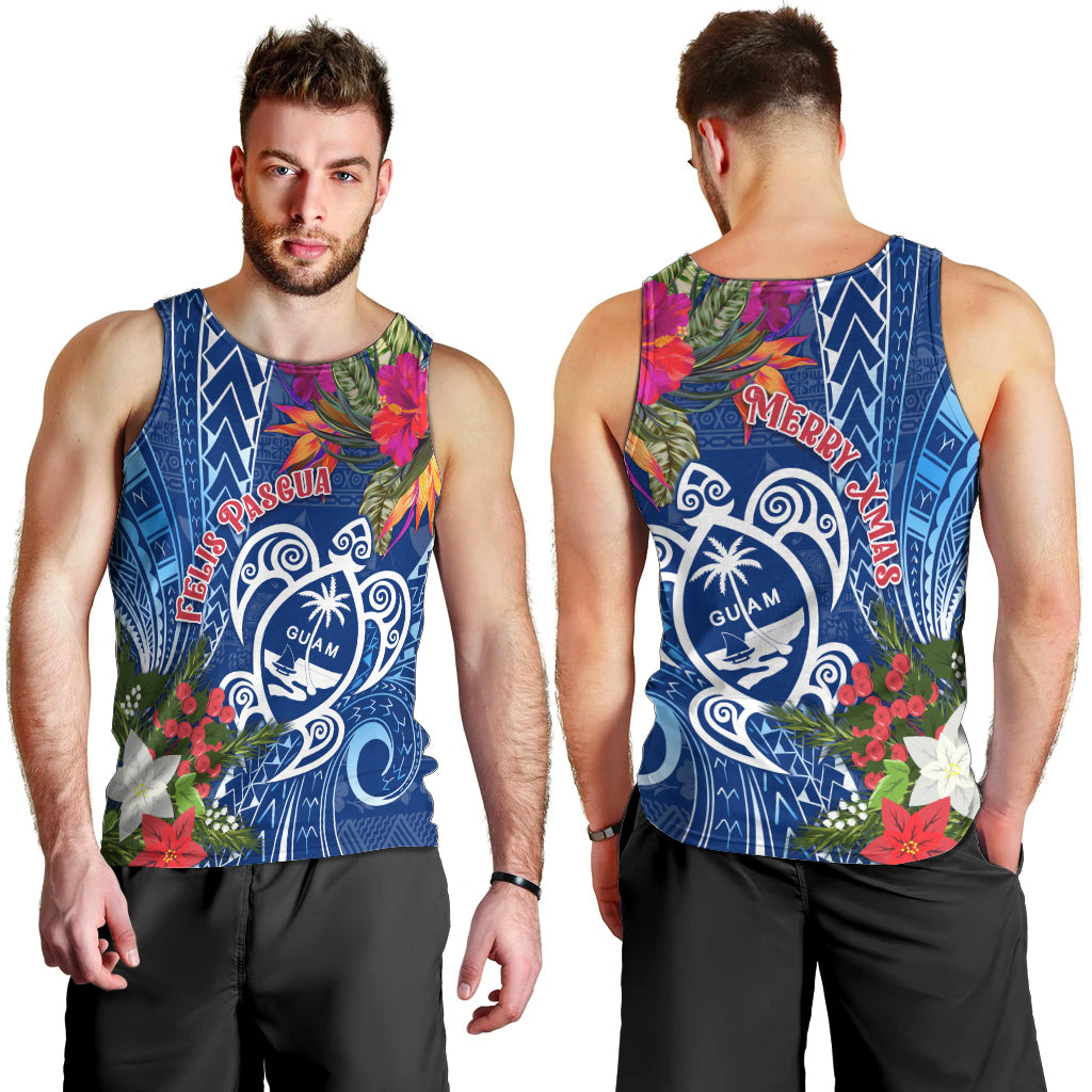 Guam Christmas Men Tank Top Turtle Mix Tapa Felis Pasgua LT7 - Polynesian Pride