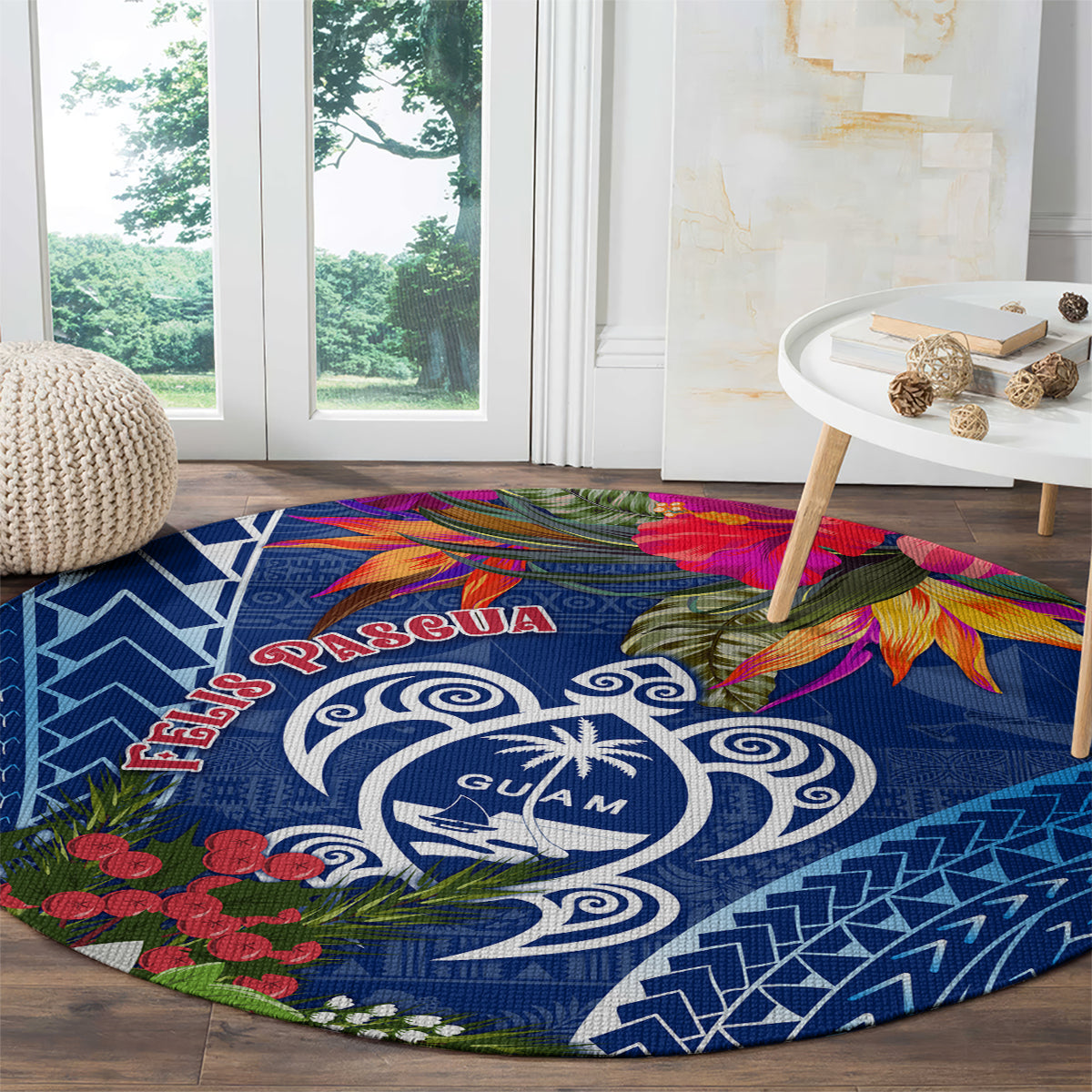 Guam Christmas Round Carpet Turtle Mix Tapa Felis Pasgua LT7 - Polynesian Pride