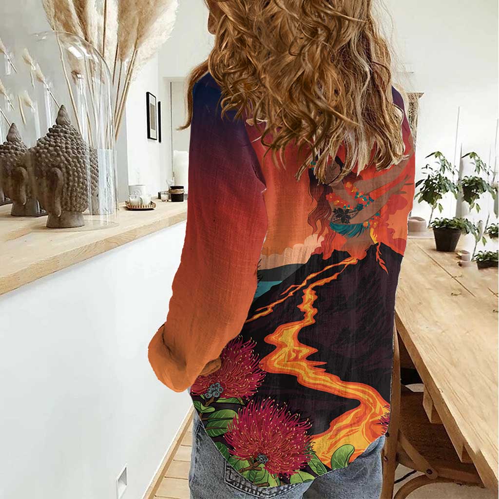 Hawaii Kilauea Volcano Women Casual Shirt Pele Goddess