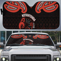 Maori Waitangi Auto Sun Shade Kotahitanga Poutama Mix Whakairo LT7 Black - Polynesian Pride