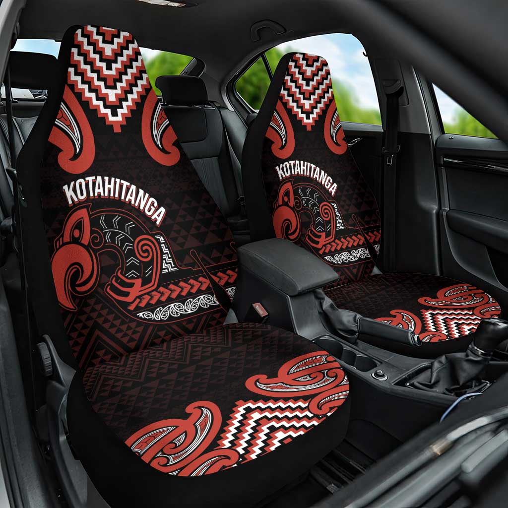 Maori Waitangi Car Seat Cover Kotahitanga Poutama Mix Whakairo LT7 One Size Black - Polynesian Pride