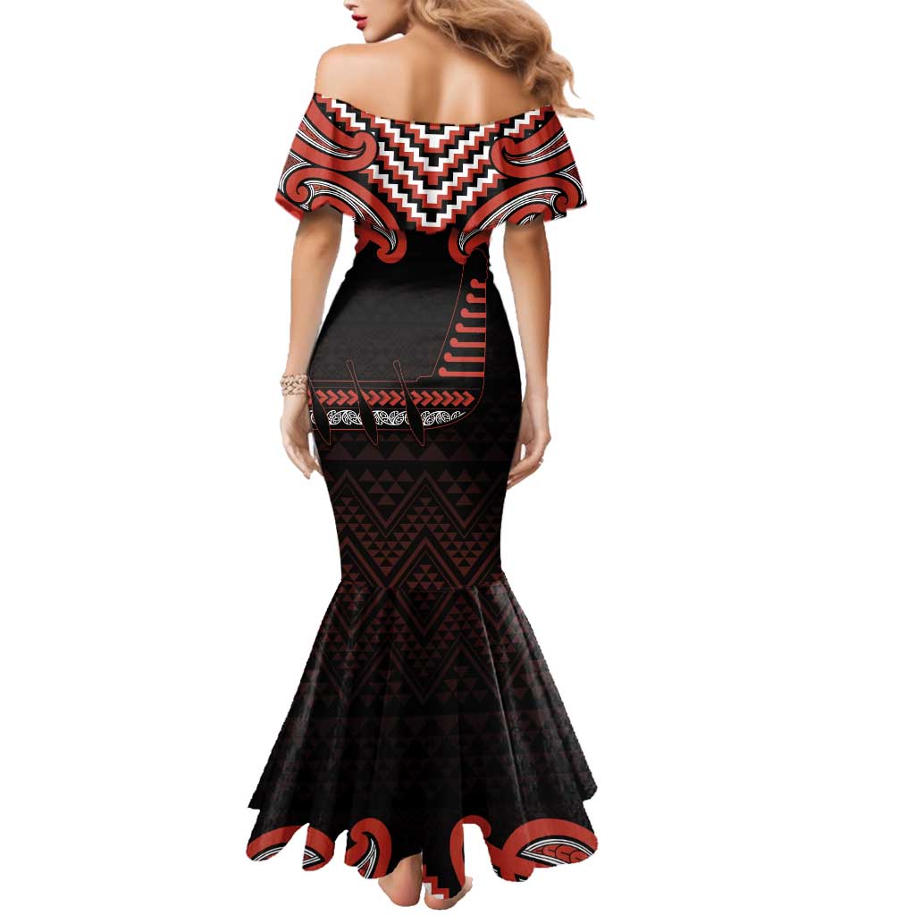 Maori Waitangi Family Matching Mermaid Dress and Hawaiian Shirt Kotahitanga Poutama Mix Whakairo - Polynesian Pride