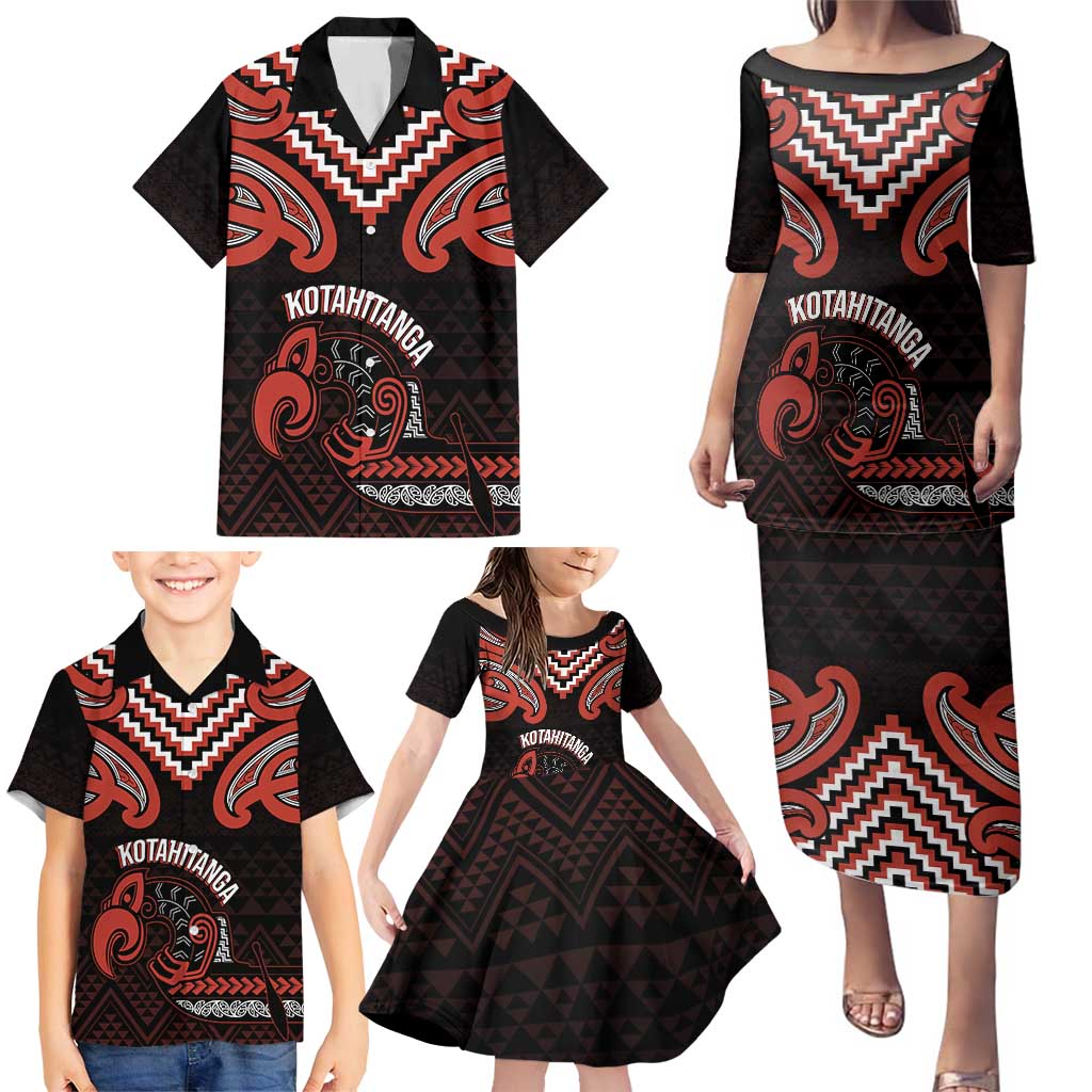 Maori Waitangi Family Matching Puletasi and Hawaiian Shirt Kotahitanga Poutama Mix Whakairo LT7 - Polynesian Pride