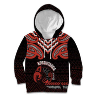 Maori Waitangi Kid Hoodie Kotahitanga Poutama Mix Whakairo LT7 Hoodie Black - Polynesian Pride