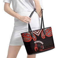 Maori Waitangi Leather Tote Bag Kotahitanga Poutama Mix Whakairo - Polynesian Pride