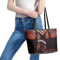 Maori Waitangi Leather Tote Bag Kotahitanga Poutama Mix Whakairo - Polynesian Pride