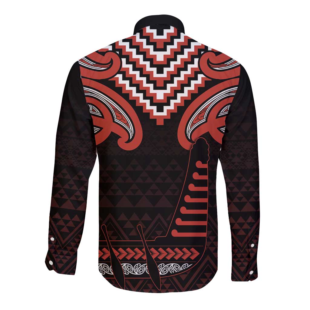 Maori Waitangi Long Sleeve Button Shirt Kotahitanga Poutama Mix Whakairo LT7 - Polynesian Pride