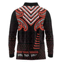 Maori Waitangi Long Sleeve Polo Shirt Kotahitanga Poutama Mix Whakairo LT7 - Polynesian Pride