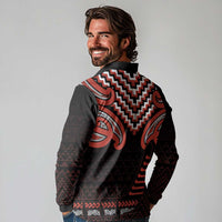 Maori Waitangi Long Sleeve Polo Shirt Kotahitanga Poutama Mix Whakairo LT7 - Polynesian Pride
