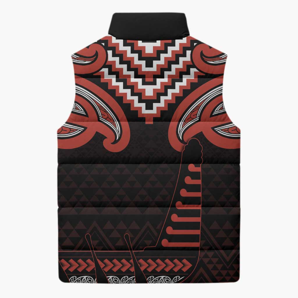 Maori Waitangi Sleeveless Puffer Jacket Kotahitanga Poutama Mix Whakairo LT7 - Polynesian Pride