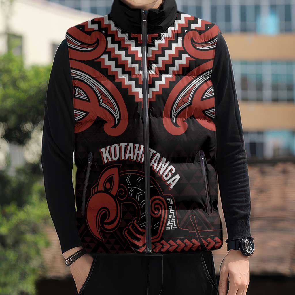 Maori Waitangi Sleeveless Puffer Jacket Kotahitanga Poutama Mix Whakairo LT7 - Polynesian Pride