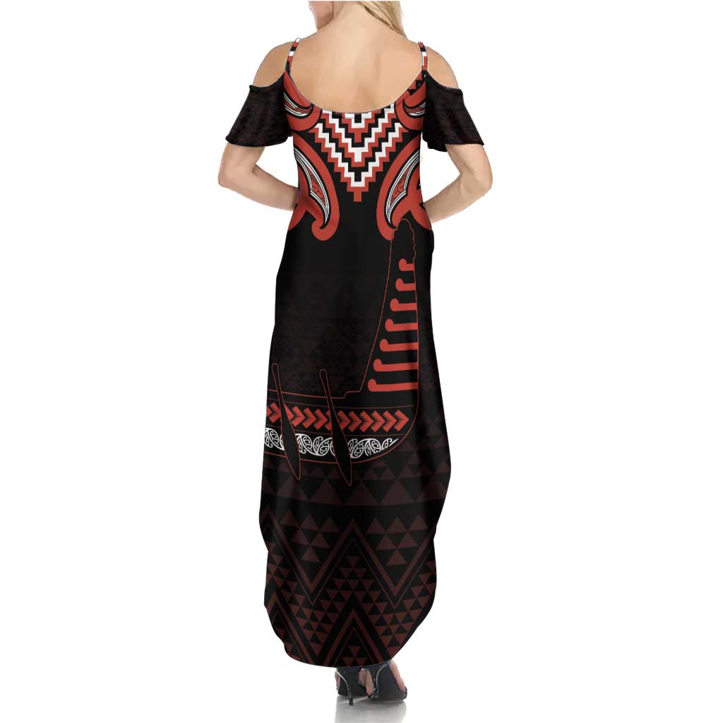 Maori Waitangi Summer Maxi Dress Kotahitanga Poutama Mix Whakairo LT7 - Polynesian Pride