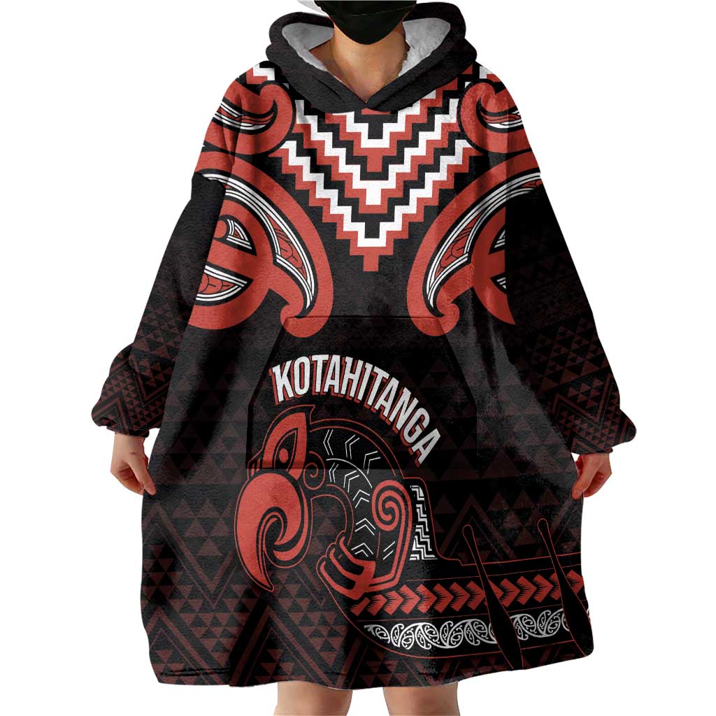 Maori Waitangi Wearable Blanket Hoodie Kotahitanga Poutama Mix Whakairo LT7 - Polynesian Pride