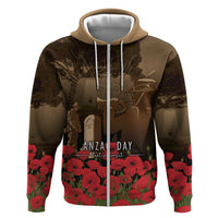 Australia - New Zealand ANZAC Lone Pine Hoodie The Last Post LT7 Zip Hoodie Old Gold - Polynesian Pride