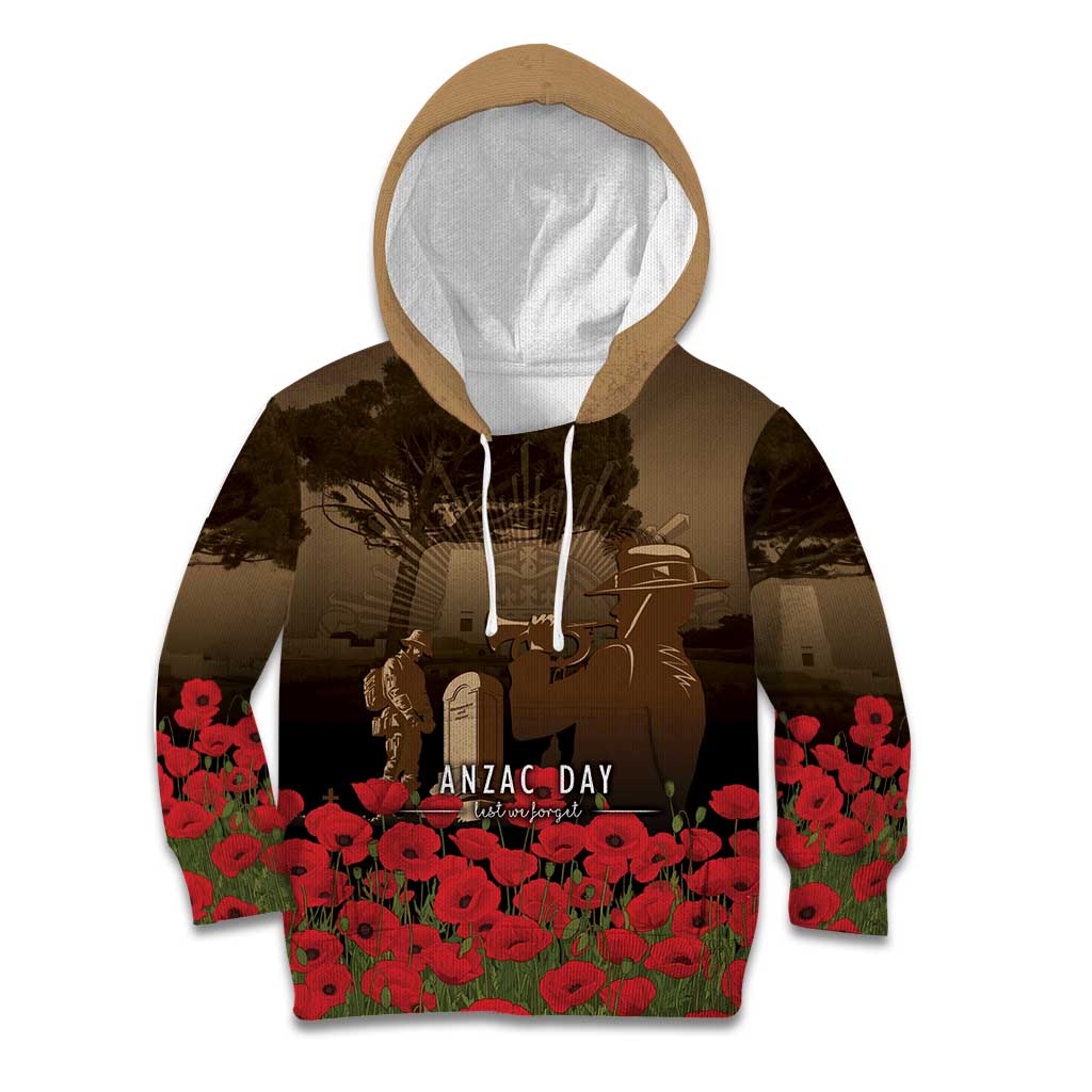 Australia - New Zealand ANZAC Lone Pine Kid Hoodie The Last Post LT7 Hoodie Old Gold - Polynesian Pride