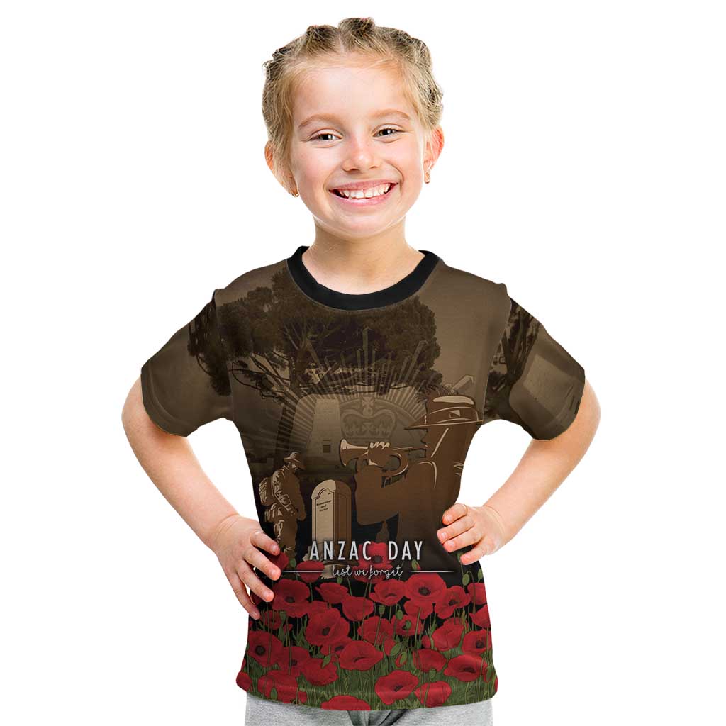 Australia - New Zealand ANZAC Lone Pine Kid T Shirt The Last Post LT7 Old Gold - Polynesian Pride