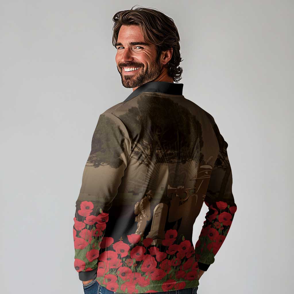 Australia - New Zealand ANZAC Lone Pine Long Sleeve Polo Shirt The Last Post LT7 - Polynesian Pride