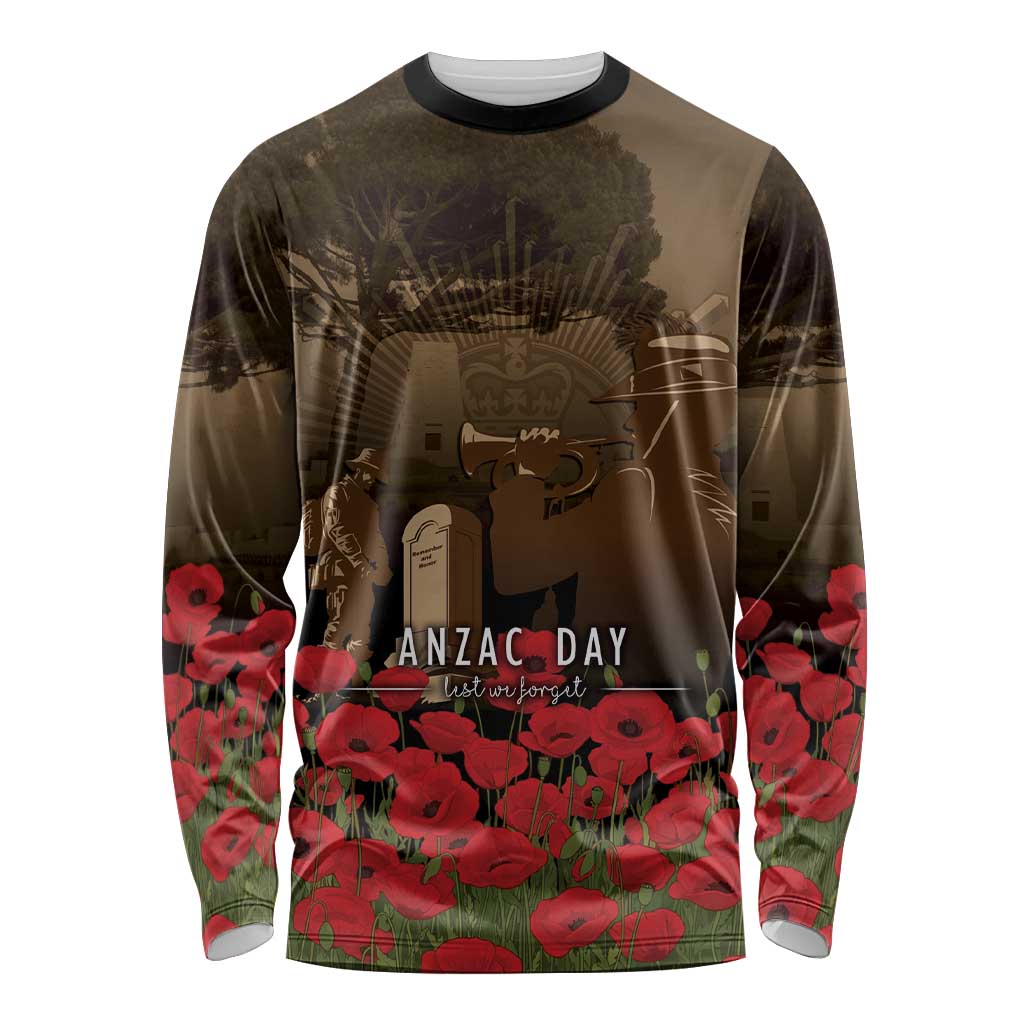 Australia - New Zealand ANZAC Lone Pine Long Sleeve Shirt The Last Post LT7 Unisex Old Gold - Polynesian Pride